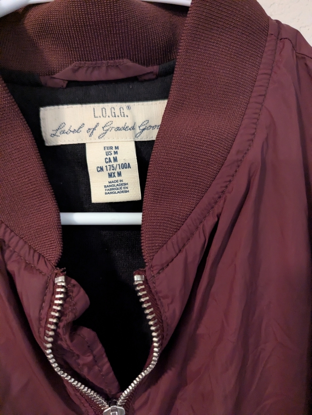 H&M, Logo Burgandy Bomber Jacket, Size M - Picture 2 of 2